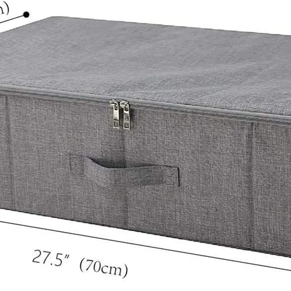 Gray Collapsible Underbed Storage Boxes with Lids, 3-Pack for Wardrobe, Blankets, and Clothing Organization