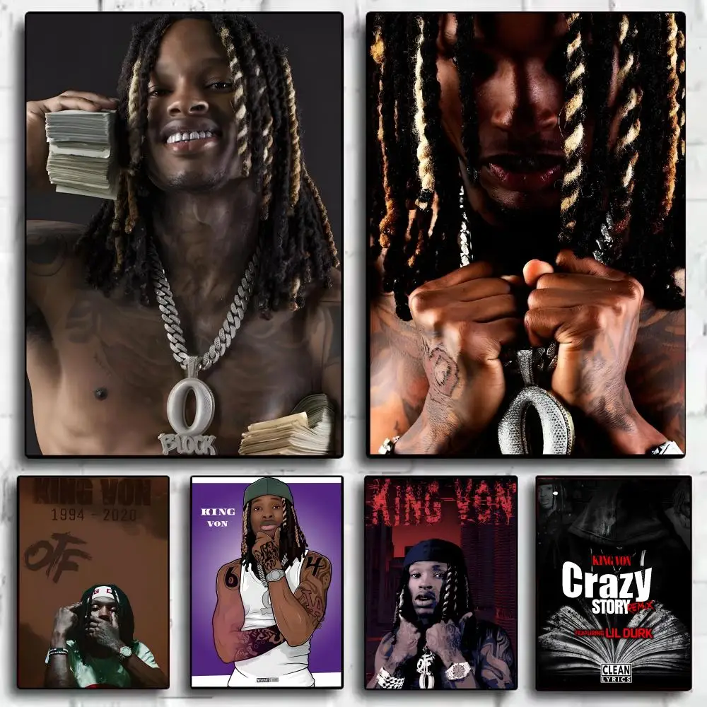 

Poster HD Art Sticky Wall Waterproof Home Living Room Bedroom Bar Aesthetic Decoration K-King Von C-Crazy Story