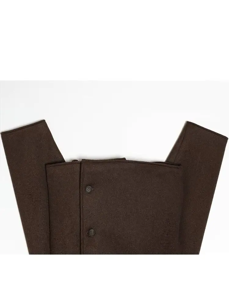 

HH Woman Winter Fashion Long Sleeves Round Collar Single Breasted Decoration Solid Jacket Female Leisure Streetwear Soft Coat