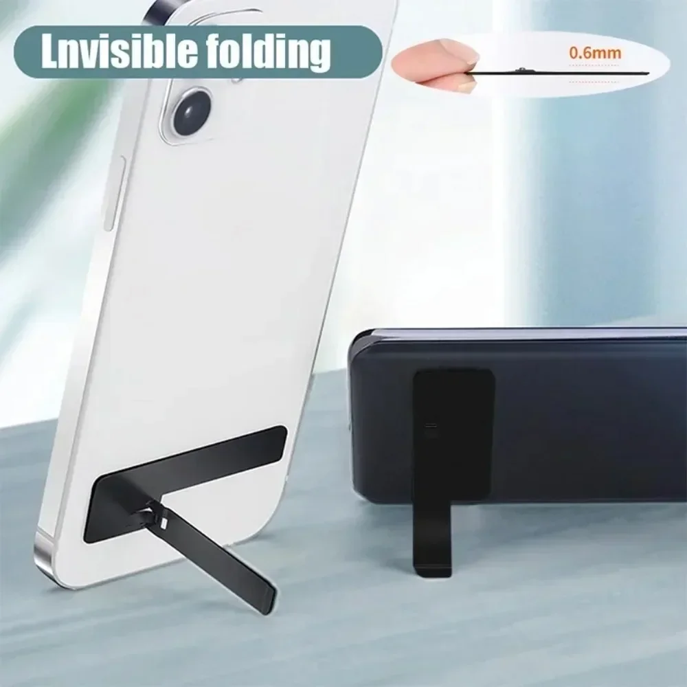 2pcs Ultra Thin Mini Phone Kickstand Universal Desktop Phone Holder Stand Metal Folding Desk Bracket view 2