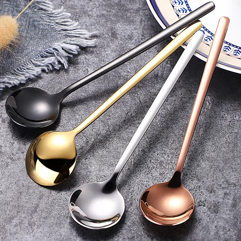 304 Stainless Steel Small Spoon Coffee Gold Small Round Spoon Bird\'s Nest Honey Dessert Mixing Spoon