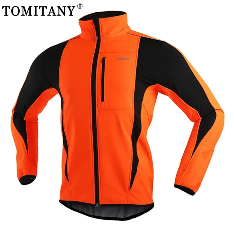 Cycling Jacket Men Warm Fleece Winter Outdoor Jacket Waterproof Reflective Men's Long Sleeve MTB Road Bike Cycling Jerseys Coats