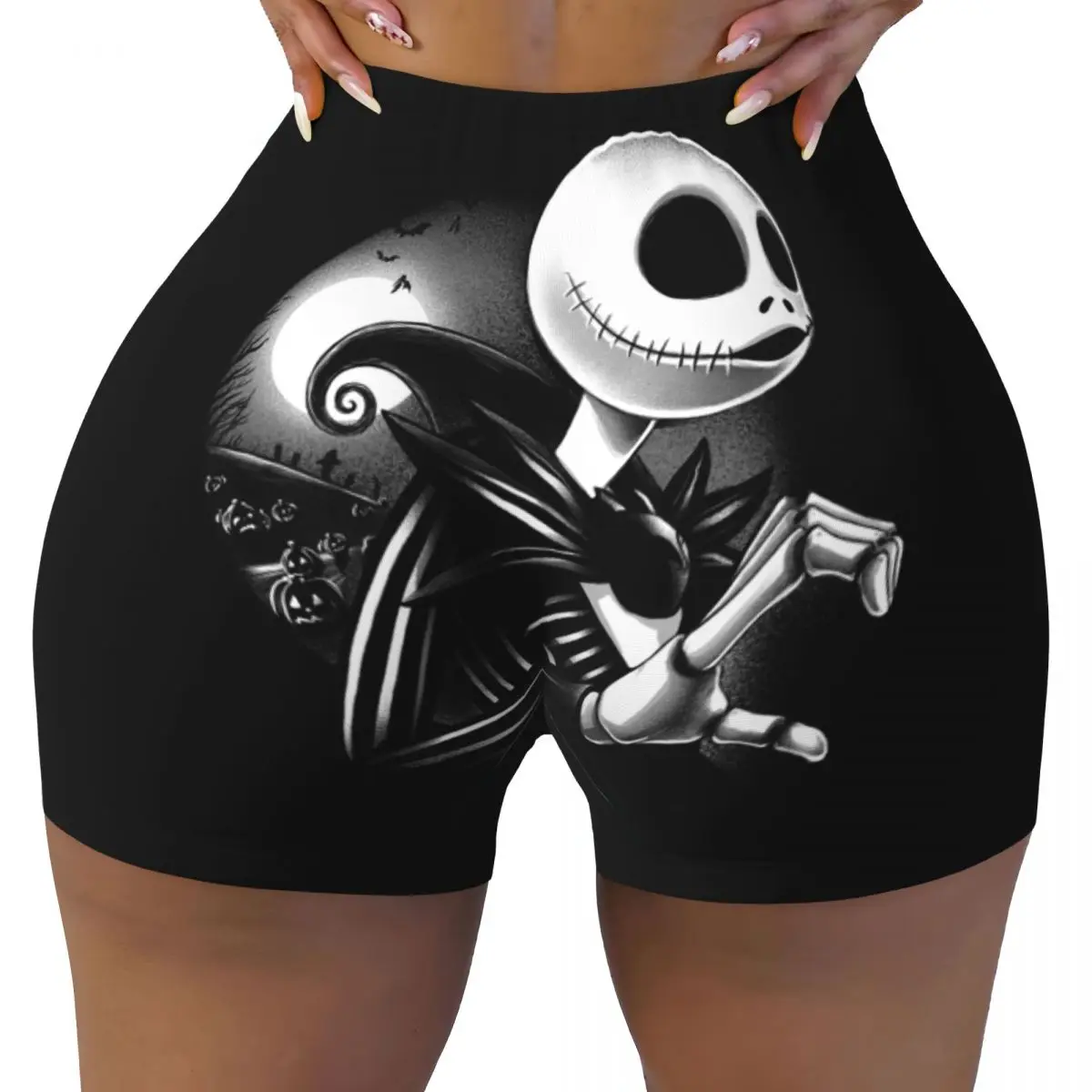 

Custom Nightmare Before Christmas Running Volleyball Workout Shorts Women Athletic Gym Yoga Shorts
