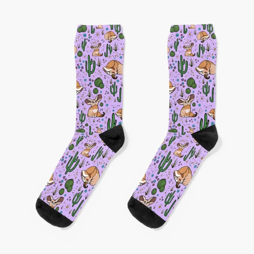 

Fennec Fox in Purple Socks Wholesale halloween basketball Luxury Woman Socks Men's