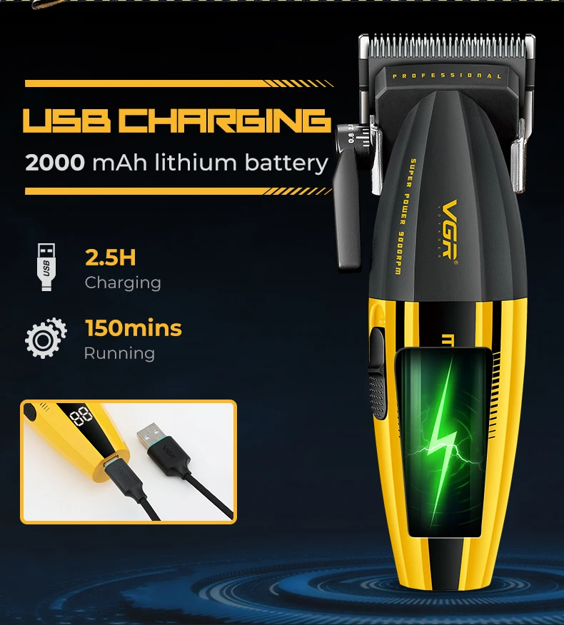 VGR Haarschneider Professionell Haarschneidemaschine Elektrisch Haarschneidemaschinen Kabellos Friseur Haarschnitt Wiederaufladbar Trimmer für Männer V-285 – Detail 8