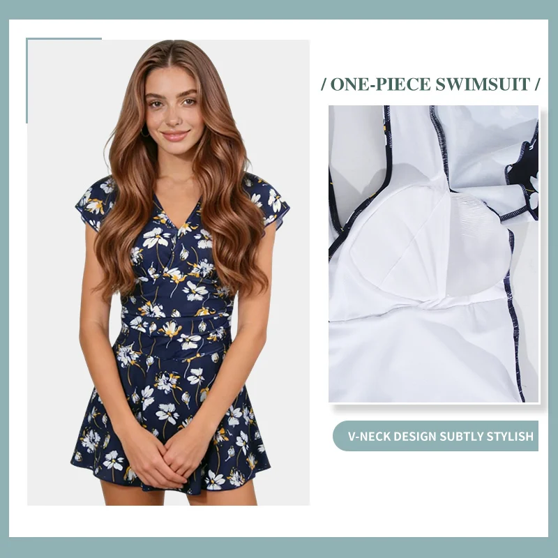 Damski strój kąpielowy po mastektomii, jednoczęściowy z dwustronnym nadrukiem, z kieszeniami na protezy, szybkoschnący, dla kobiet po operacji raka piersi, 2026