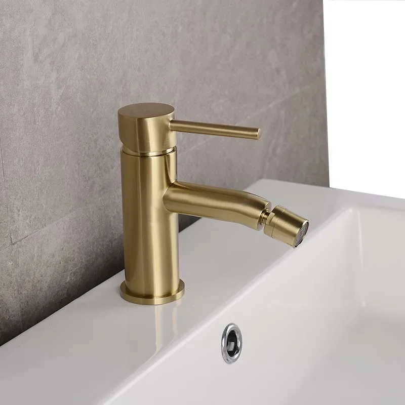 Grifo de bidé de latón para baño de Oro pulido, mezclador de agua fría y caliente, Fucet para lavabo