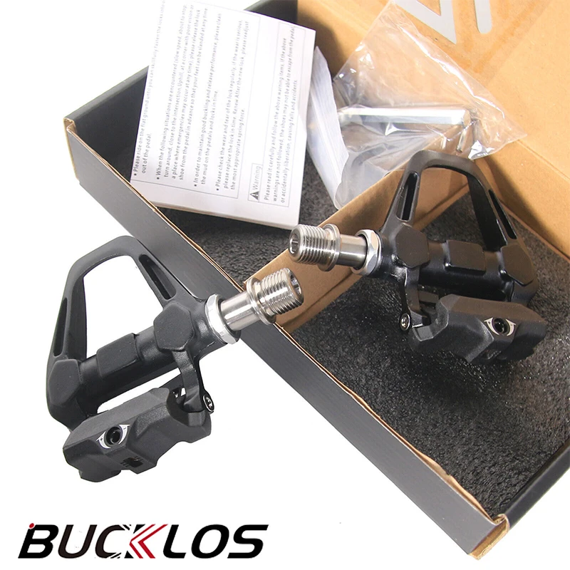 

BUCKLOS PD-R8000 Road Bike Pedals Self-Locking for SPDSL Pedals with Cleats PD-R8000 Cr-Mo/Titanium Pedals Sealed Bearings