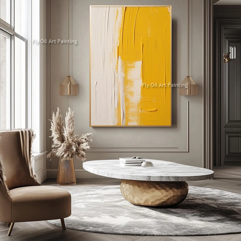 large-simple-yellow-beige-artwork-handmade-new-special-design-navy-blue-people-swimming-canvas-oil-painting-for-room-decor-as-gi