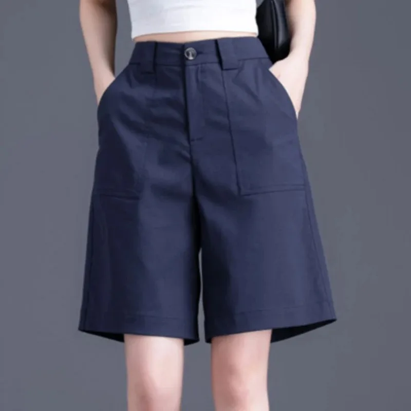 

Womens Cotton High Waist A Line Shorts Summer Casual Straight Suit Shorts