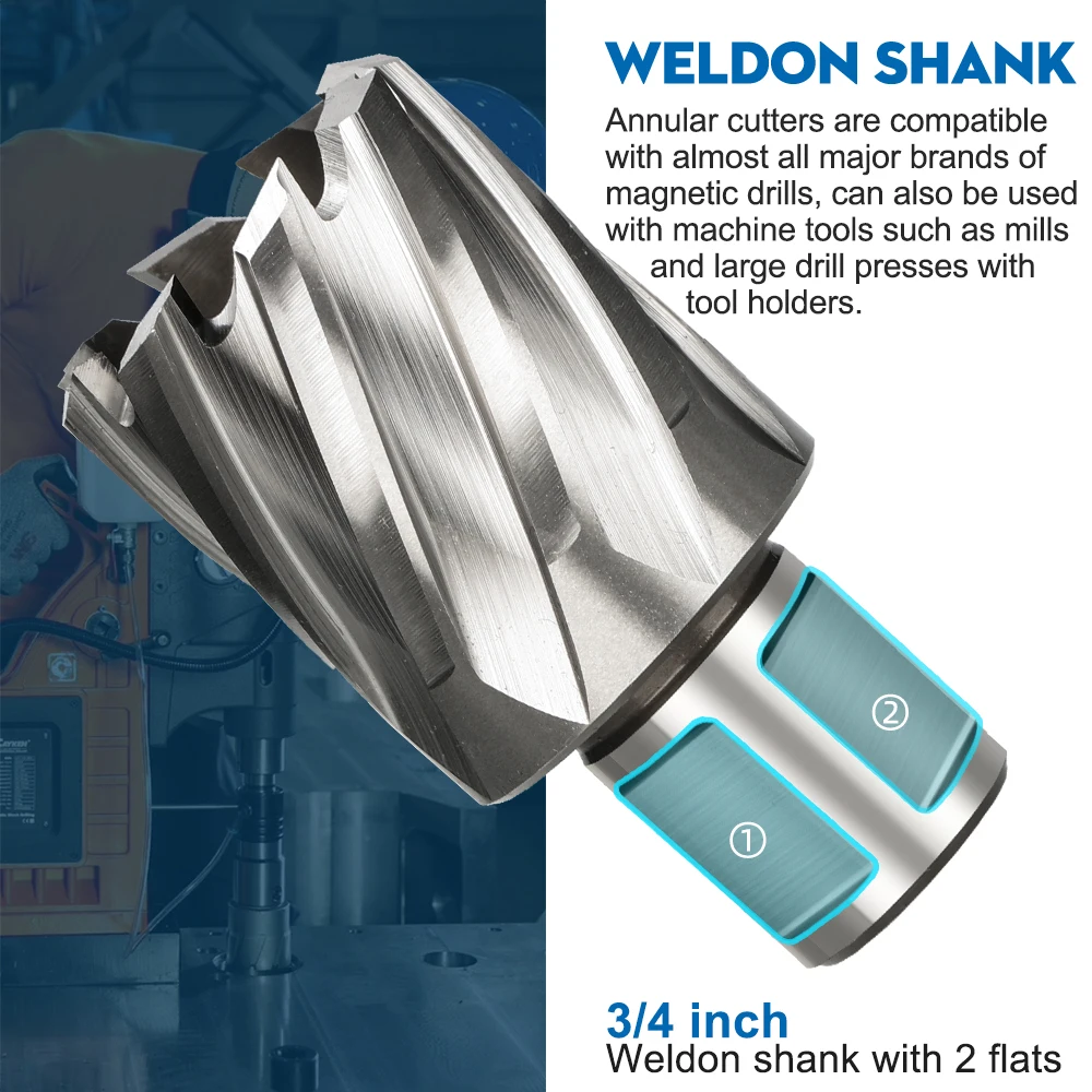 Imagem -03 - Xcan-hss Broca do Núcleo Cortador Anular Weldon Shank Conjunto de Broca Oca Oca Broca Magnética para Aço Inoxidável Metal 4