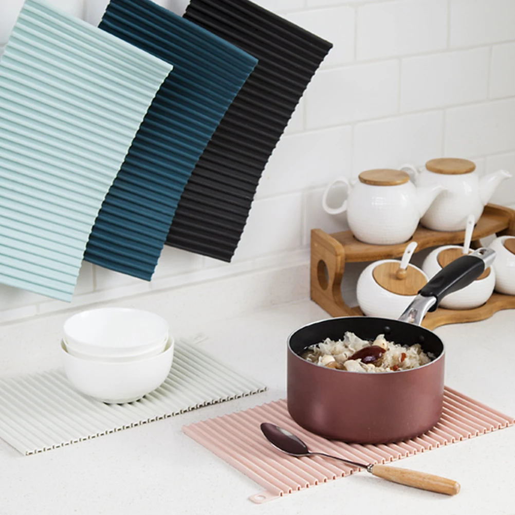 

Silicone Heat Resistant Pads Insulation Kitchen Mat Non Slip Drying White Multipurpose Hot Eco Friendly Dinnerware