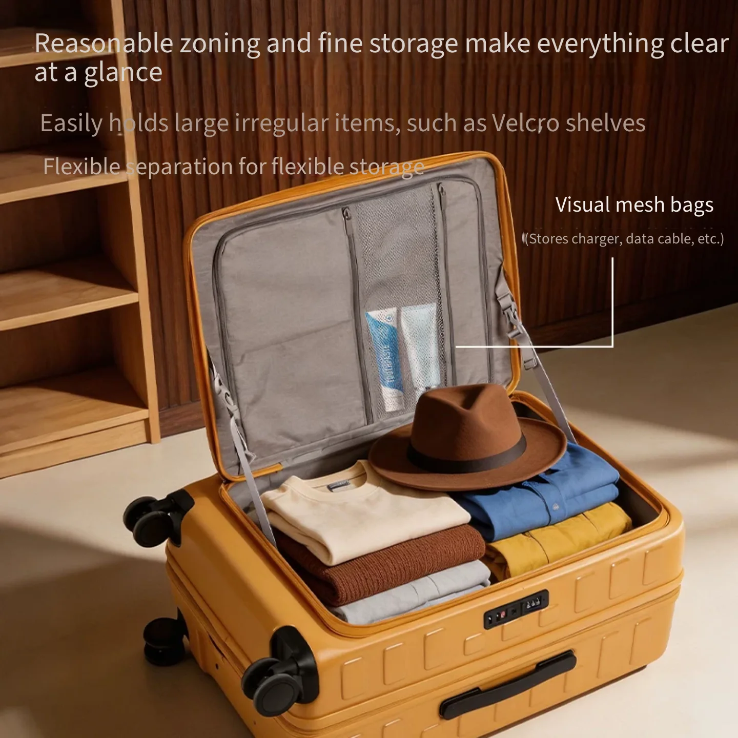 Fashion Large Capacity Deep‑Compartment Zipper Travel Trolley Suitcase 20 Inch Carry‑on Boarding Luggage