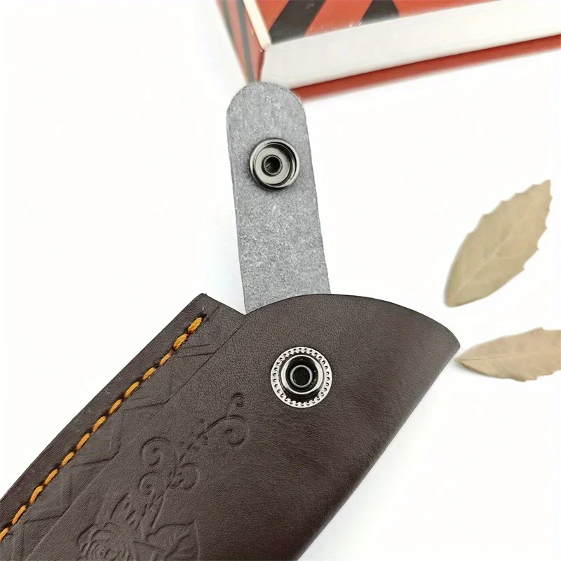 Vintage Classic Style Cowhide Knife Sheath with Flowers Pattern Cutter Waterproof Portable EDC Leather Sheath