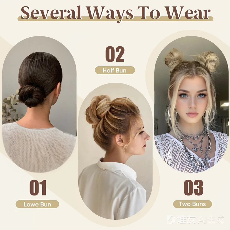 Extensiones elegantes de cabello sintético despeinado con ligas elásticas, accesorios lindos para mujer 5