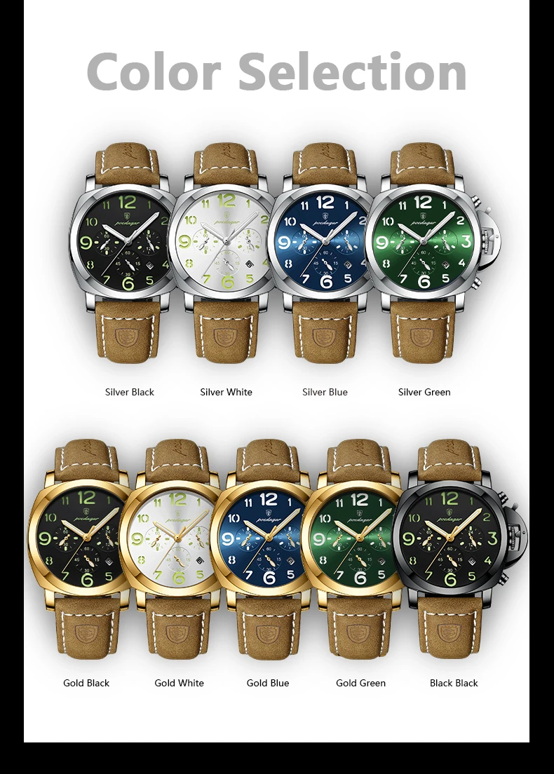 POEDAGAR Mode Luxus Männer Armbanduhr Wasserdicht Leucht Chronograph Datum Mann Uhr Einzigartige Sport Leder Quarz herren Uhren – Detail 9