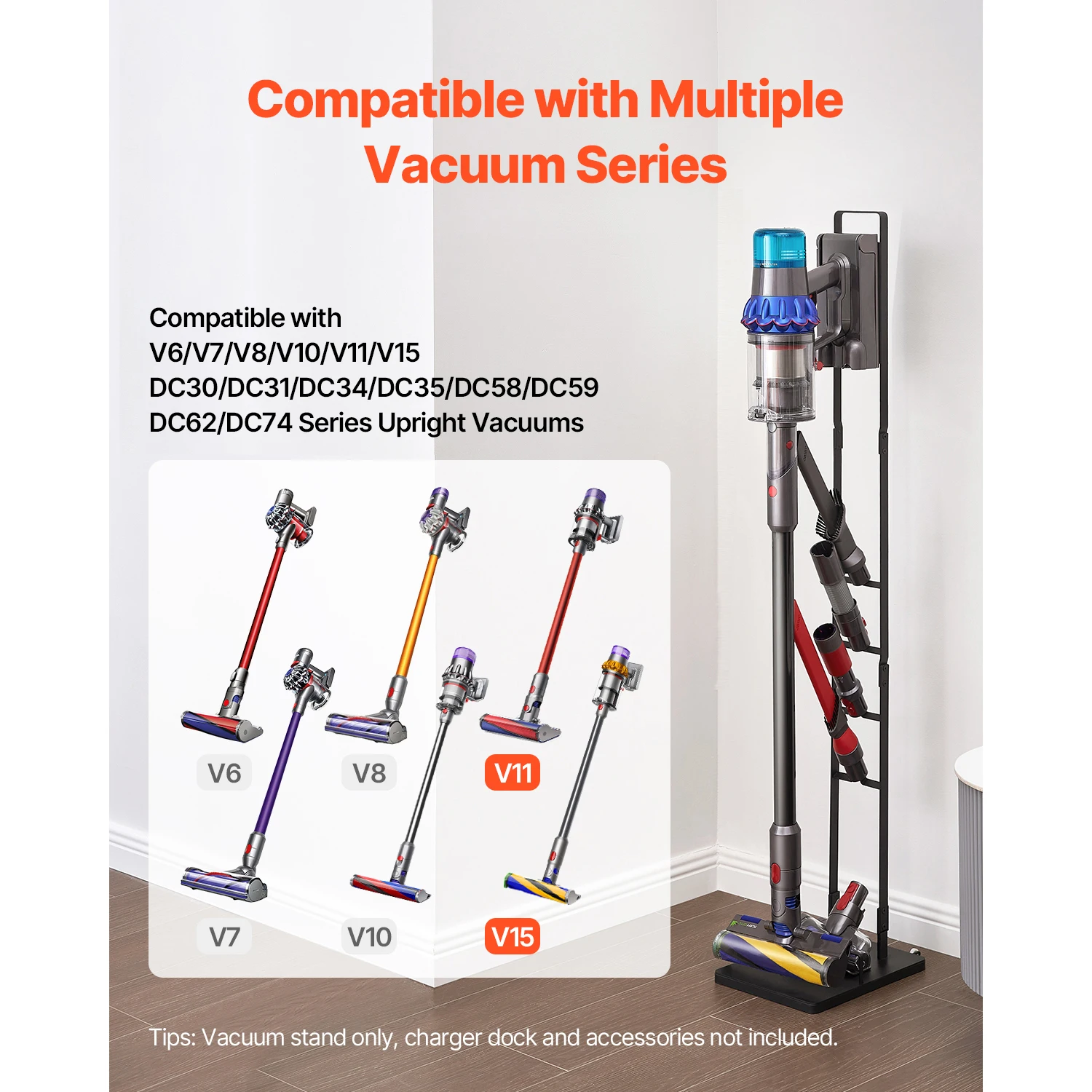 SucceBuy Vacuum Stand Compatible With Dyson Stable Vacuum Stand Holder with Wheels for Dyson Cordless Upright Vacuum Cleaners