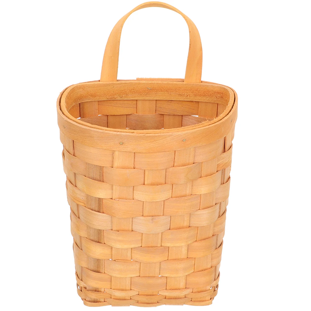 

Wall Hanging Storage Basket Baskets for Kitchen Container Decorate Wooden Woven