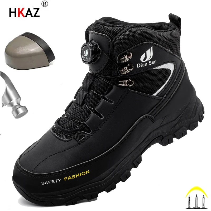 

Rotary Buckle Work Boots Indestructible Safety Shoes Men Steel Toe Shoes Puncture-Proof Sneakers Women Non Slip Work Shoes
