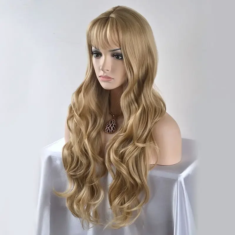 Women Wig Long Curly Blonde Brown Wavy Synthetic Natural Wigs