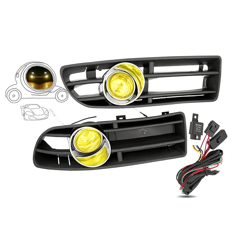 

Authentic 1 Set Fog Light Front Bumper Grill Fog Light Day Running Light Yellow For Jetta Bora MK4 1998-2004