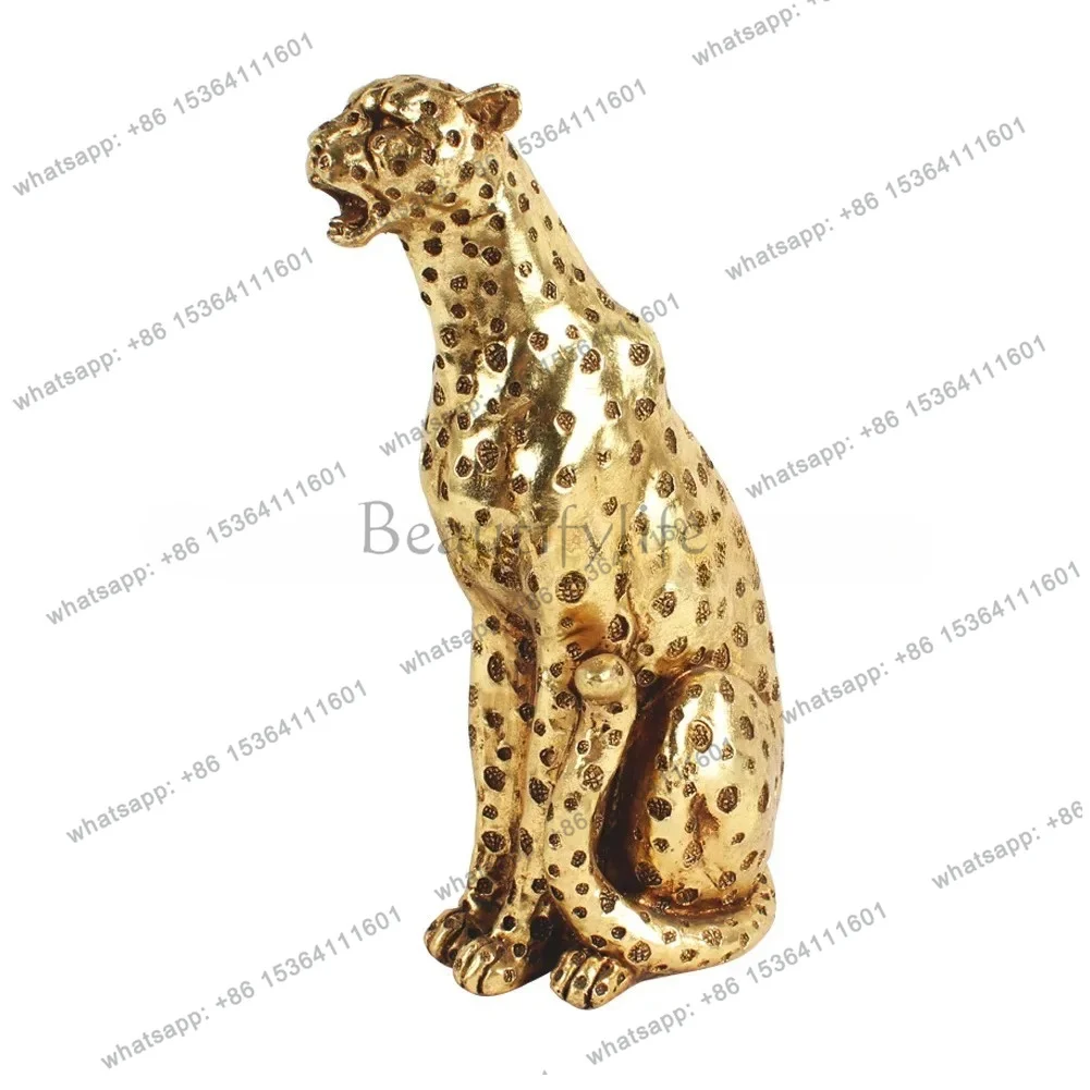 FG  Resin Handicraft Artificial Animal Sculpture Golden Leopard Cheetah Animal Decorative Figurines Home Decoration Accessori