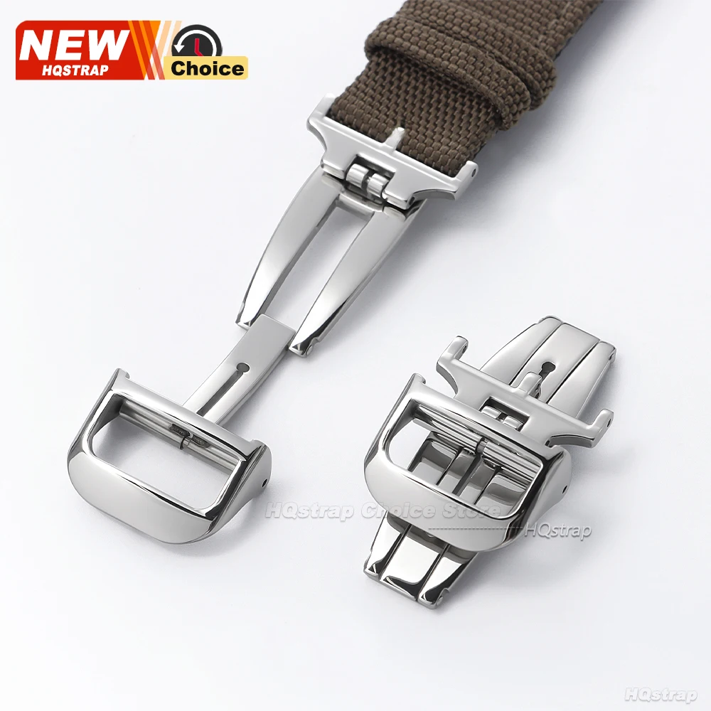 Hebilla desplegable de acero inoxidable de 18mm, botón plegable para correa de reloj Jaeger LeCoultre, cierre, botón plegable, accesorios plateados