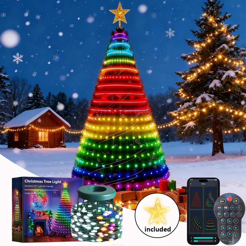 

6,8 фута 400 светодиодов умные елочные огни светодиодные гирлянды управление через приложение DIY цветная синхронизация музыки для рождественской елки в помещении и на открытом воздухе