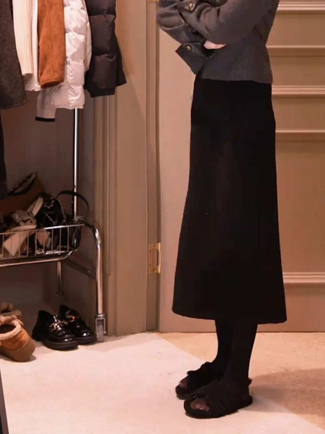 

Slimming High Waist Straight Leg Skirt for Women Korean Sle Commute Friendly Polyester Fiber Embroidered A-Line Skirt