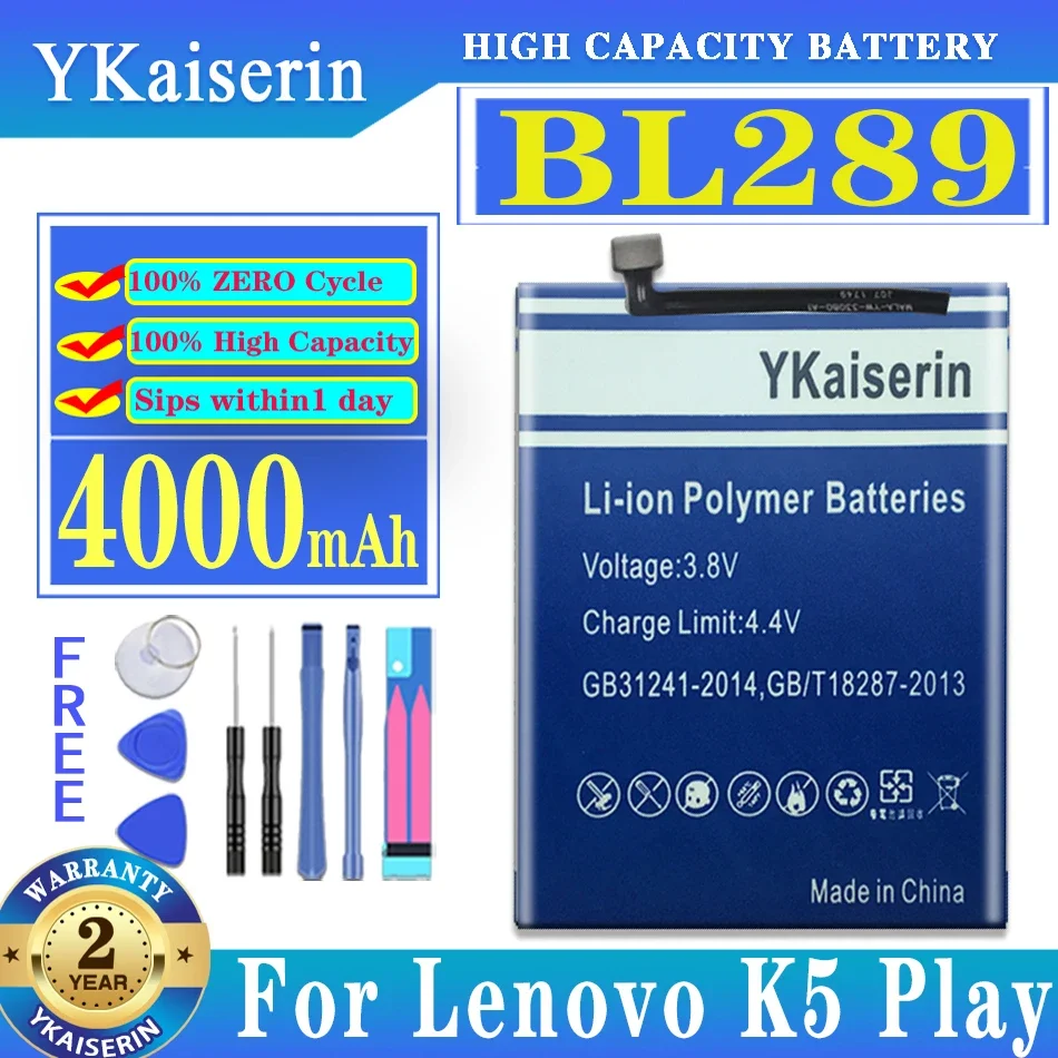 4000mAh New YKaiserin Battery BL289 for Lenovo K5 Play K5Play L38011 Battery High Quality  Collection Bateria