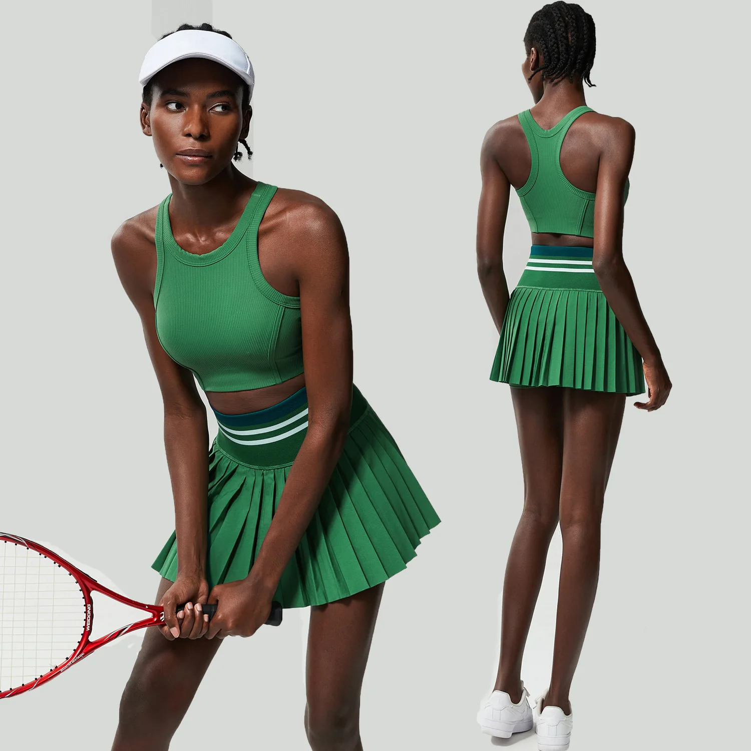 Gym Outdoor Sports Fitness Yoga Outfit Women's Built in Tight Shorts Plus-size Quick-dry Two-piece Set for Badminton and Tennis
