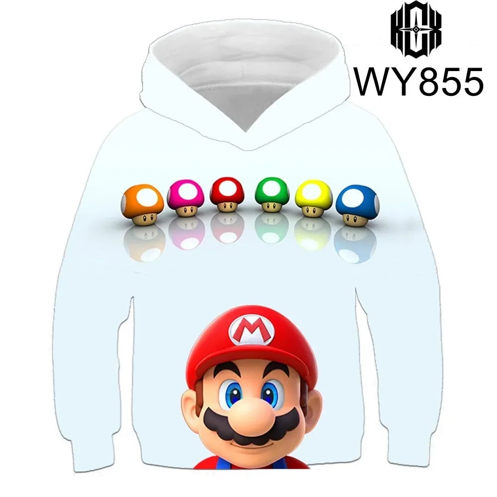 Autumn Children Boys Cartoon Super Mario Clothes Cartoon Printed Long Sleeve Super Mario Sweatshirt Casual Cartoon Boys Tops