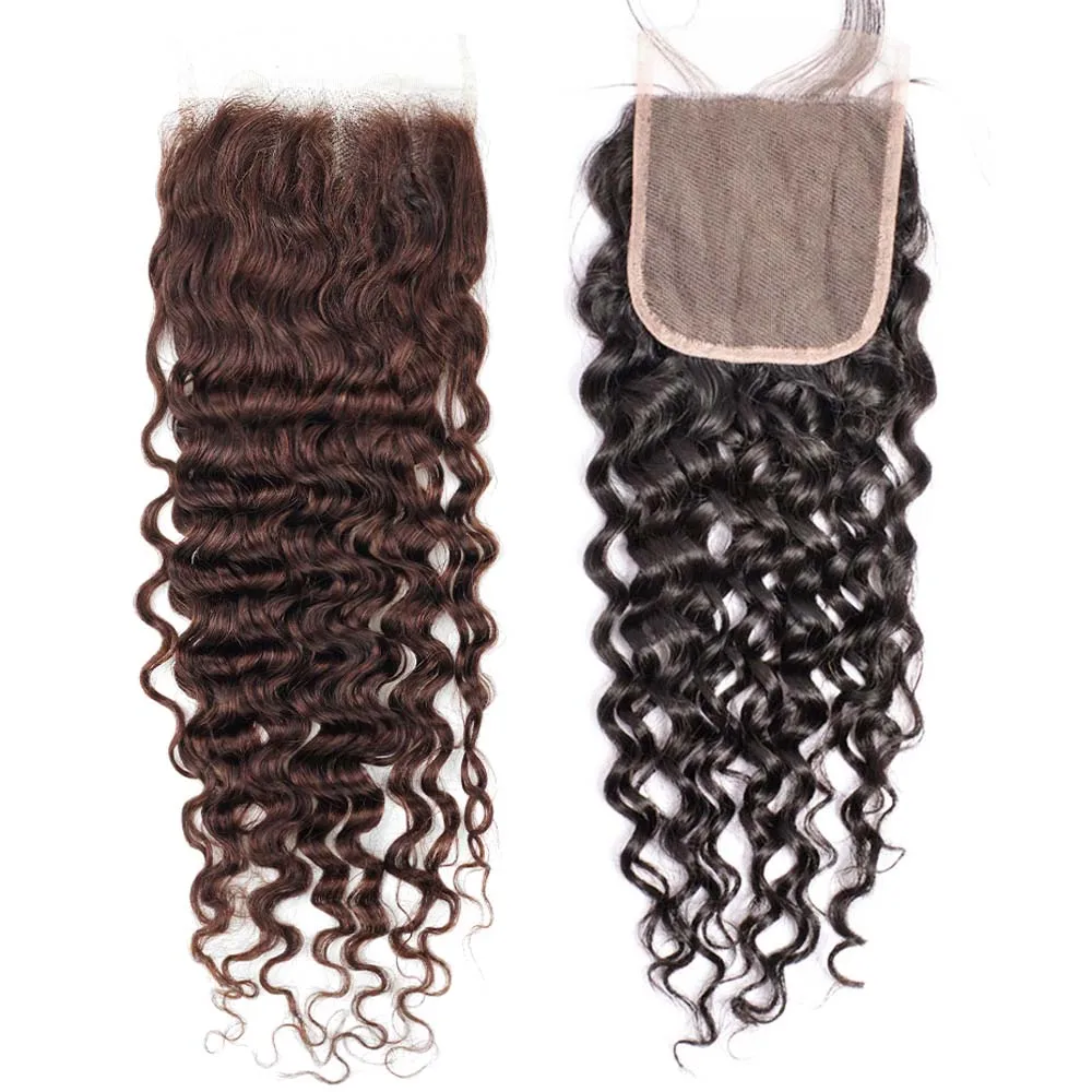 4*4 Lace Closure Water Wave Hair Dark Brown 1B 27 Ombre Honey Blonde Color 10-20 inch Remy Human Hair Closure MOGUL HAIR