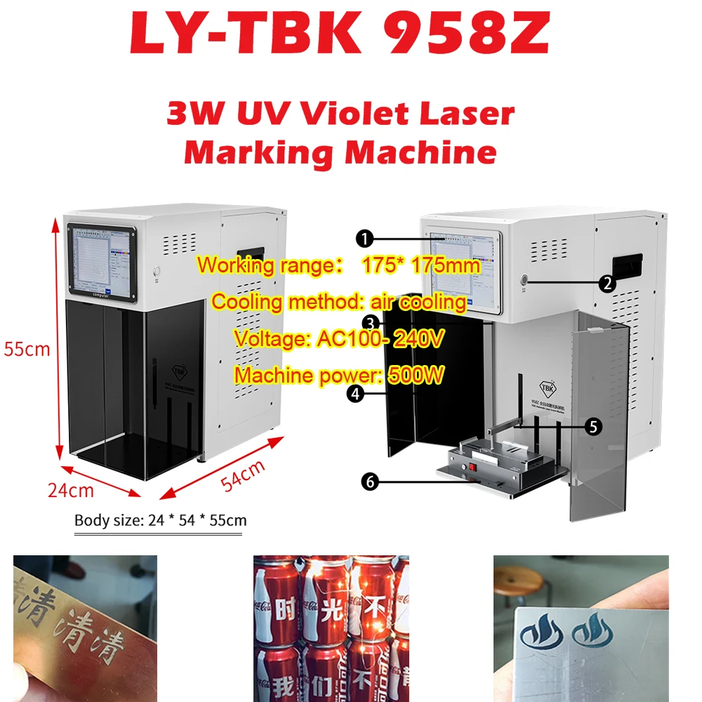 LY-TBK 958Z 3W UV Light Laser Marking and Dismantling Machine with Wood Metal Leather Grass Plastic Engraving for Mobile Phone