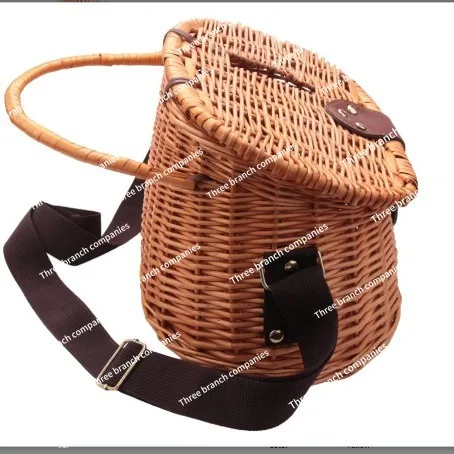 

Hand Rattan Fish Basket, Wooden Fishing Bucket