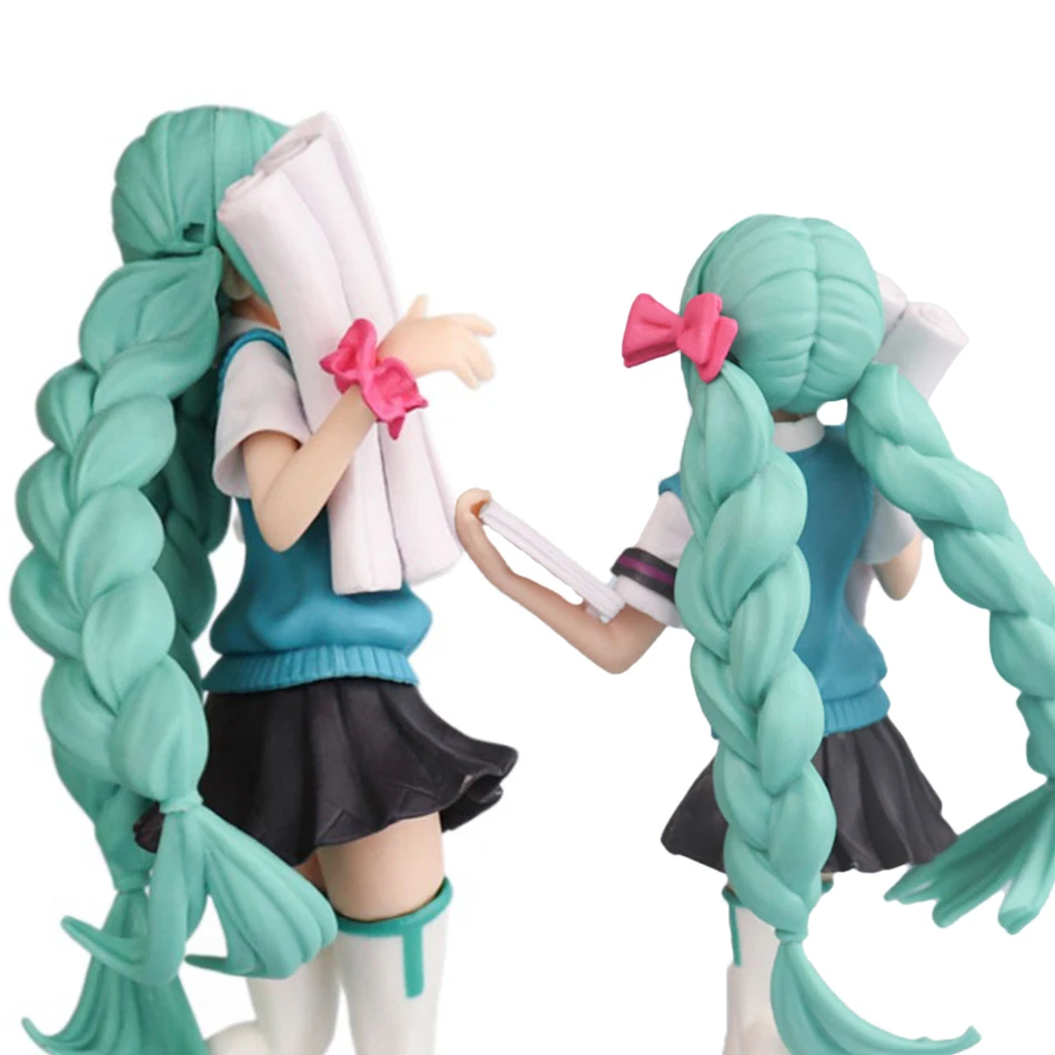 Estudiante chica Hatsune Miku figura de Anime moda subcltura Miku figura de acción decoraciones de habitación colección de PVC modelo muñeca Juguetes