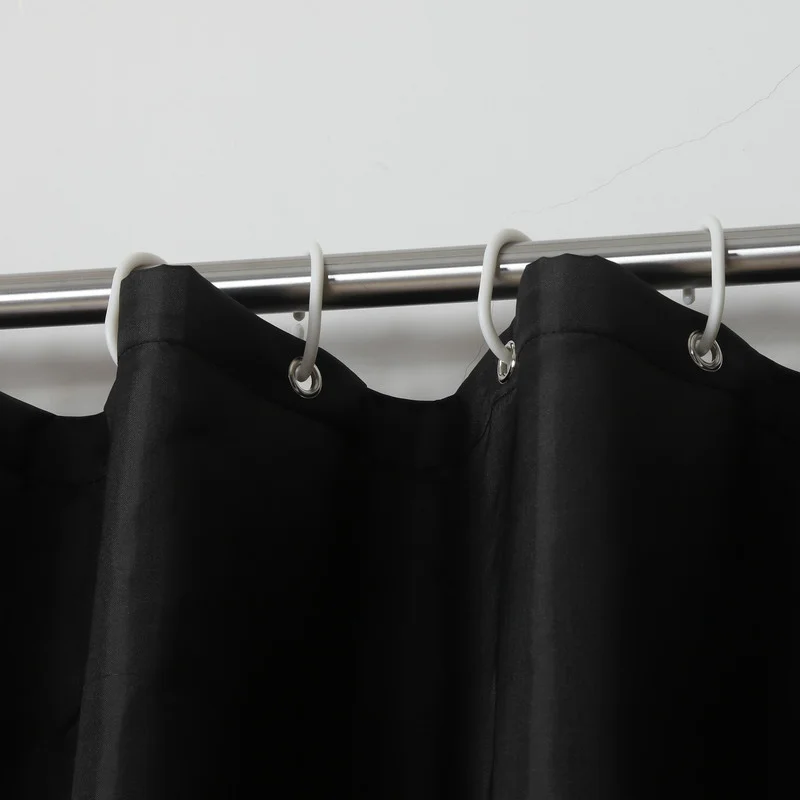 Shower Curtain Waterproof Fabric Bathroom Curtain Hanging Hook Pure Black Large Wide Bathing Cover Polyester Curtains WF