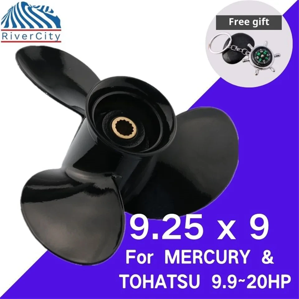 

For Mercury 9.9hp 15hp 20hp Outboard Propeller 9.25x9 Boat Motor Aluminum Alloy Screw Ship Marine Engine 3 Blade 14 Spline