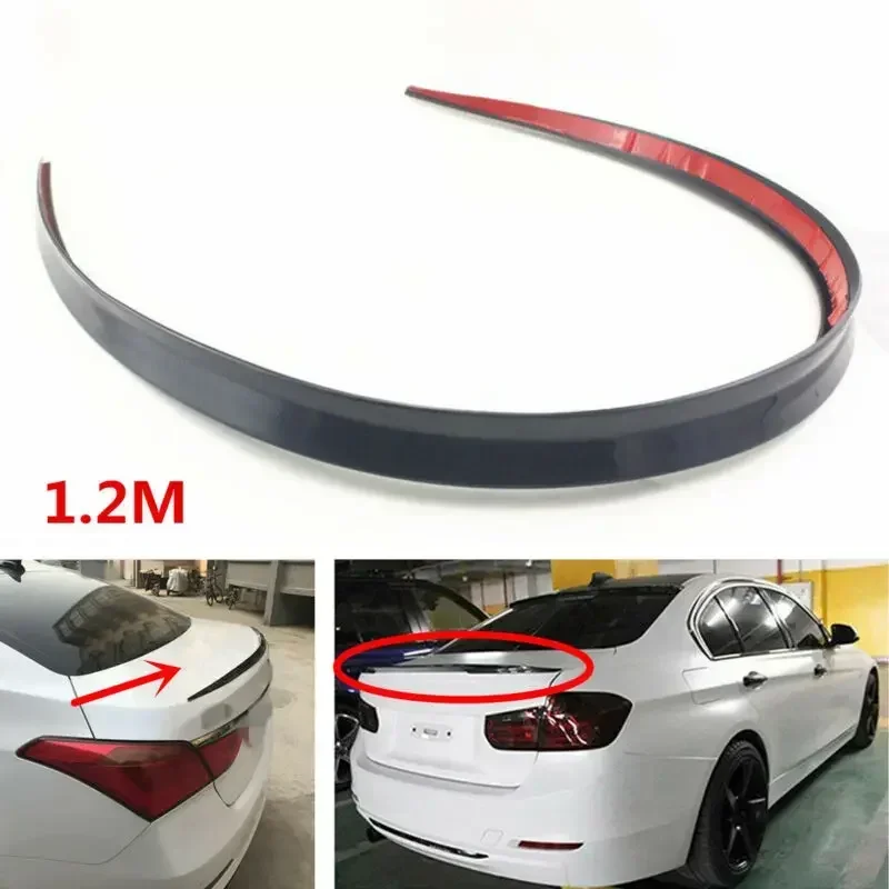 Universal 1.2M Black Soft Car Rear Roof Trunk Spoiler Rear Wing Lip Trim Sticker Car Spoiler