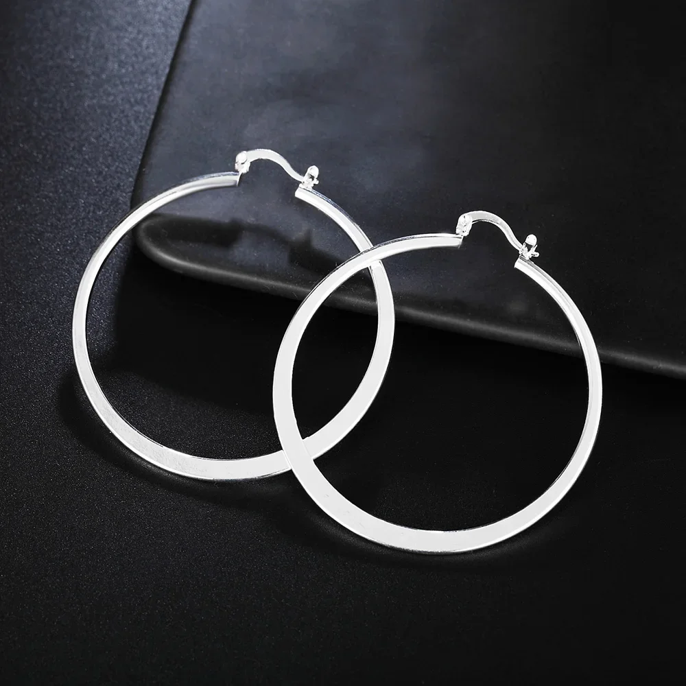 

High Quality 925 Sterling Silver hoop Earring Fashion Big rings earrings for women birthday gifts Charm party wedding Jewelry