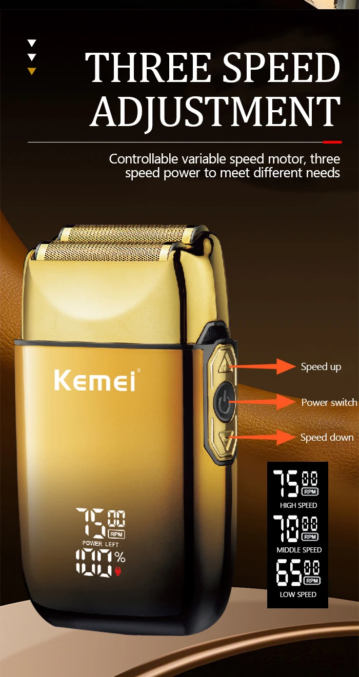 Kemei TX10 Elektrorasierer Haar wiederaufladbarer Bartfolienrasierer für Männer Glatze Rasieren für Männer Maschine – Detail 6