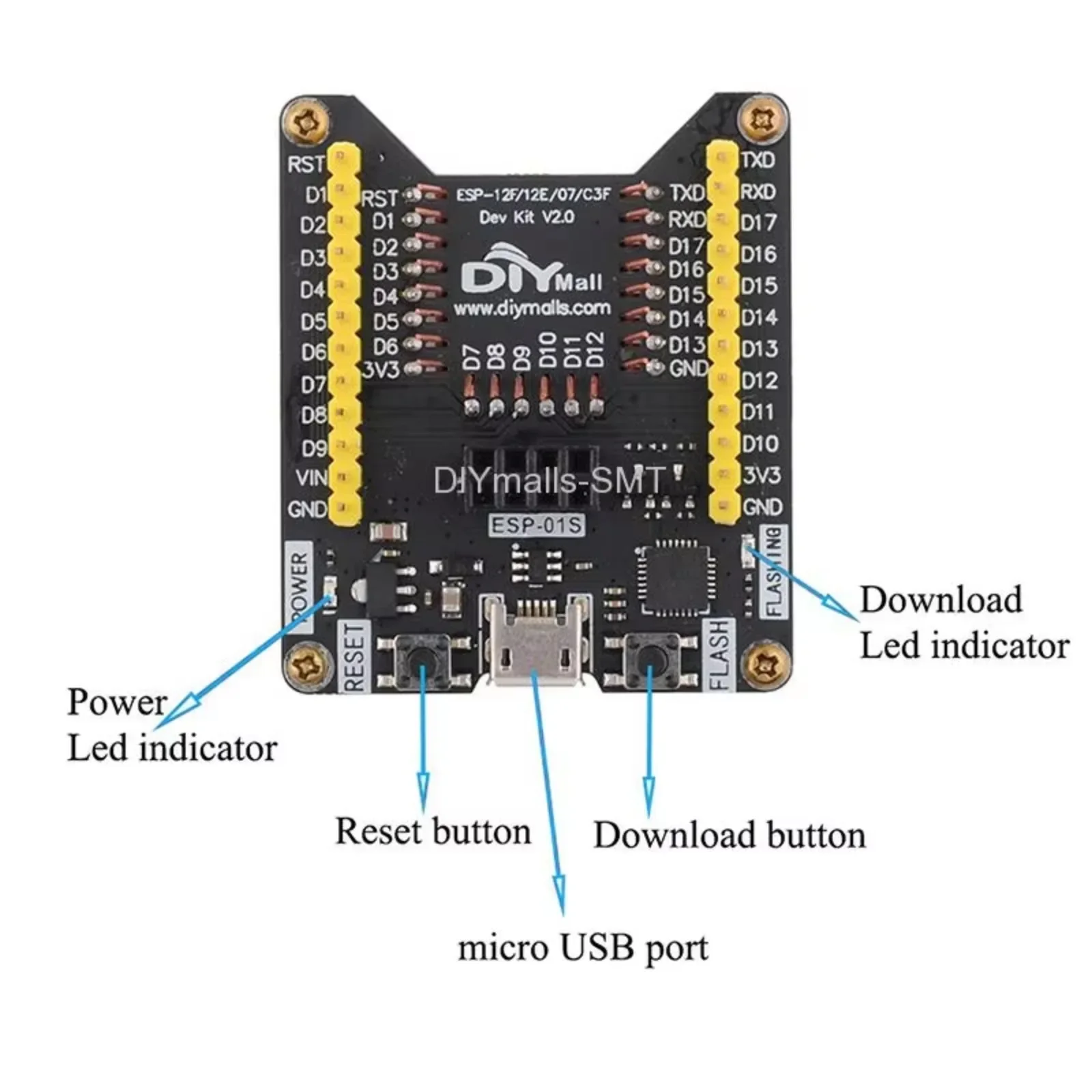 ESP8266 Burning Fixture Development Board ESP-01S ESP-07 ESP-07S ESP-12E ESP-12F ESP-12S