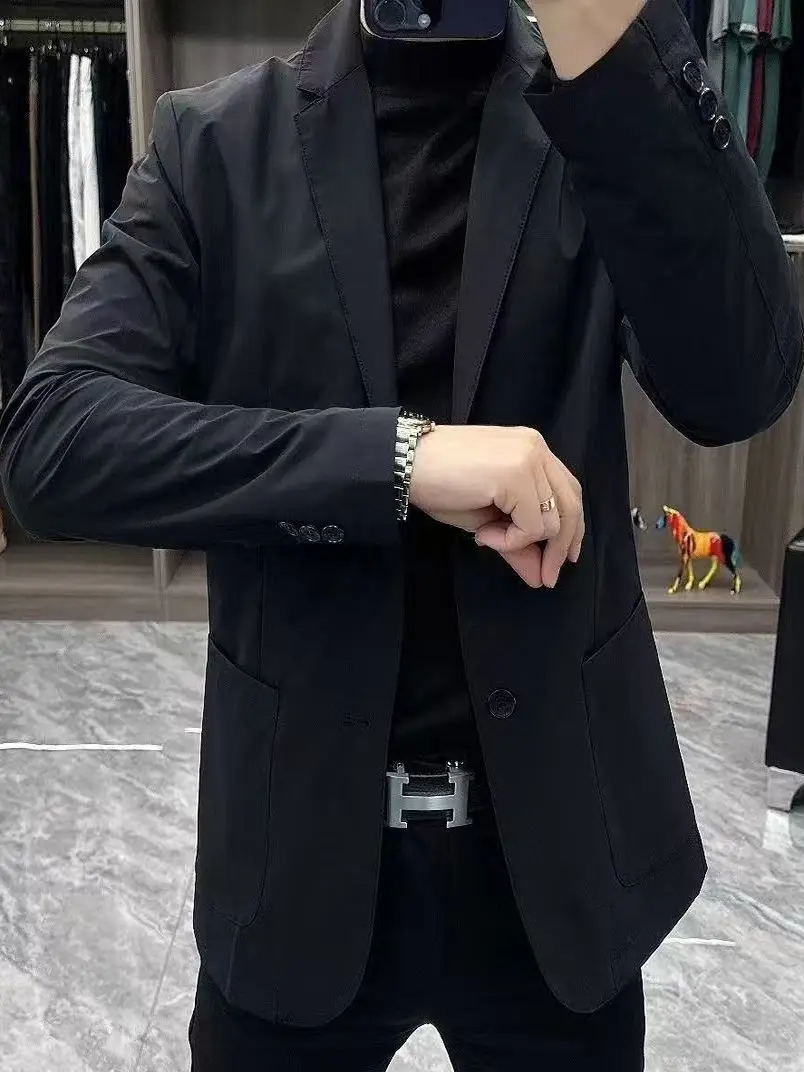 

Men's Busin Casual Suit Jaet Pure Color Simple Faion Heavy Work Lightweight Autumn New Arrival M Outerwear Coat