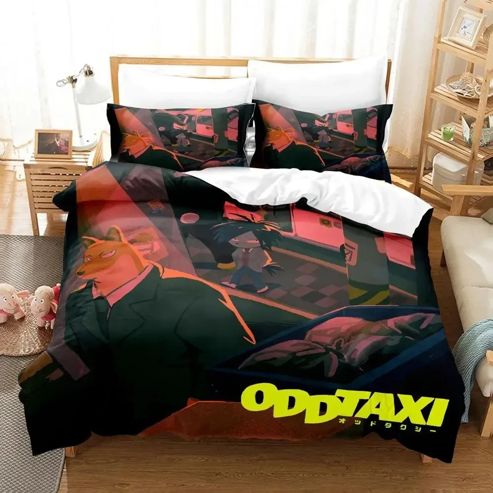 3D Print Anime Odd Taxi Bedding Set Duvet Cover Bed Set Quilt Cover Pillowcase Comforter king Queen Size Boys Adult Bedding Set