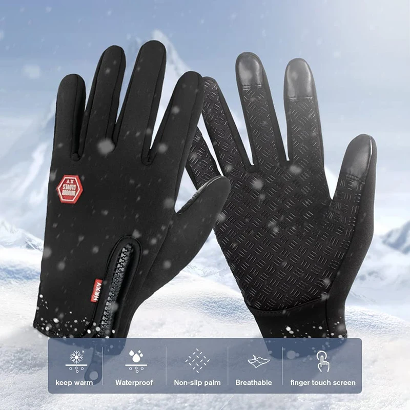 Winter Gloves For Men Women Touchscreen Warm Waterproof Windproof Outdoor Cycling Driving Motorcycle Cold Gloves Non-Slip Gloves