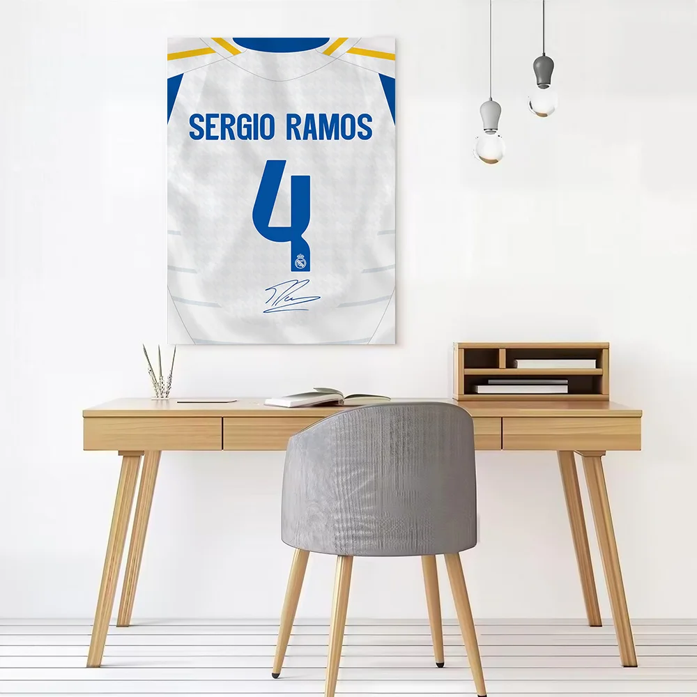 Sergio Ramos Madrid Jersey Canvas Poster Customizable Printed Canvas Painting Wall Art for Fans Specialty and Themed Home Decor