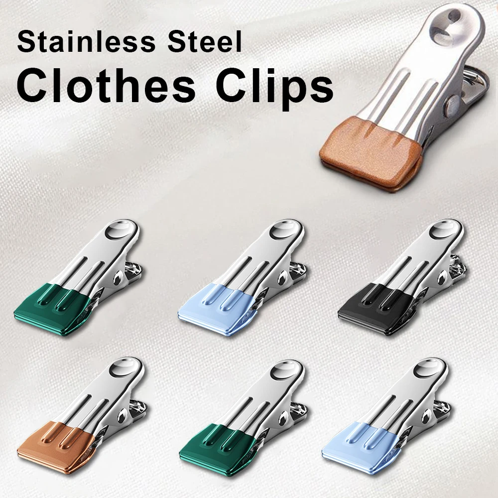 4 Colors 5pcs Heavy Duty Clothes Pins for Hanging Clothes Stainless Steel Strong Clips for Craft Beach Towel Kitchen Sock Fabric