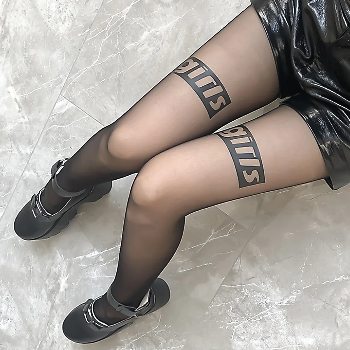 Girl Letter Printing Sheer Thin Size Plus Stovepipe Tights Office Pantihose Women Woman Career Modern Chic Novelties 2024