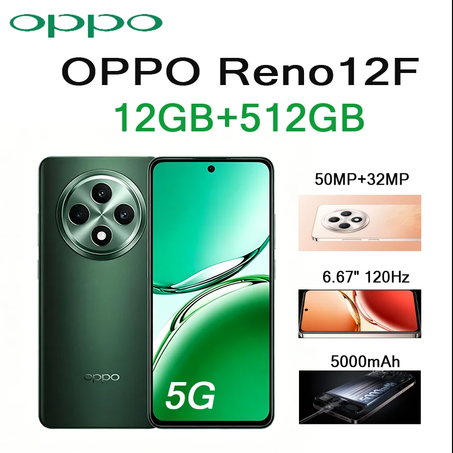 Oppo OPPO Reno12F 6.67" 120Hz Display 12GB+512GB 50MP AI Cam 5000mAh Long Lasting Battery 5G LTEDual SIM Unlocked Smartphone - Aliexpress Deal
