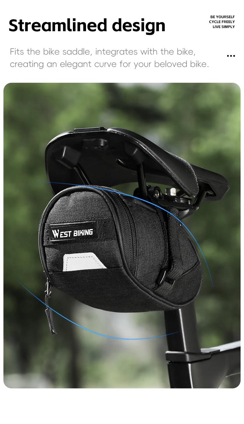 WEST BIKING Fahrradsatteltasche Wasserabweisende Rücksitztasche MTB Rennrad Fahrrad-Aufbewahrungszubehör Rücklicht-Riemen – Detail 6